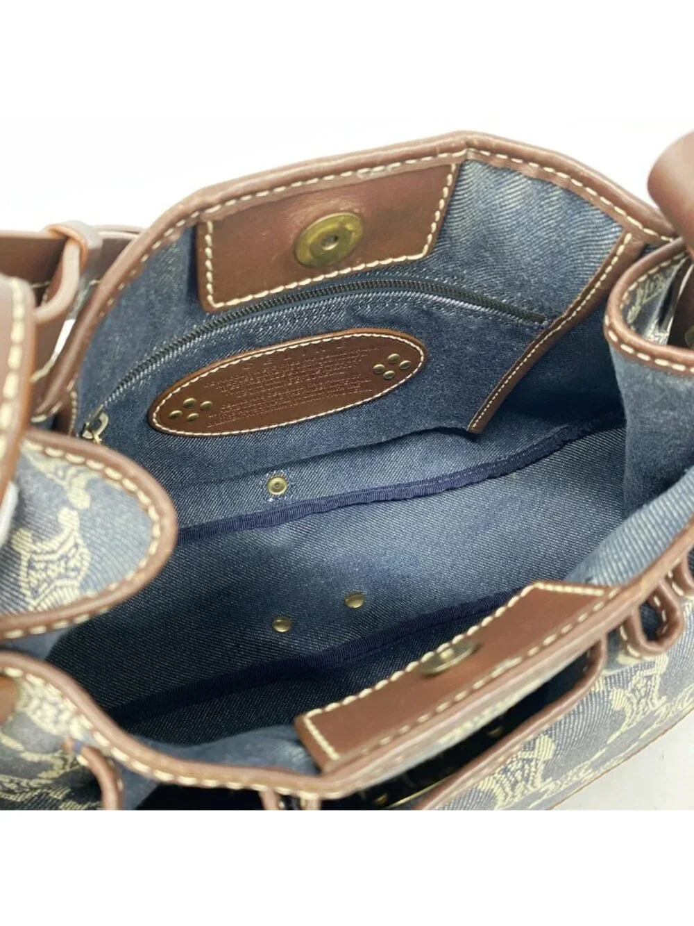 Celine Shoulder Bag C Macadam Denim Blue Gold
